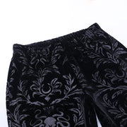 Women's Dark Style Suede Embossed Casual Pants