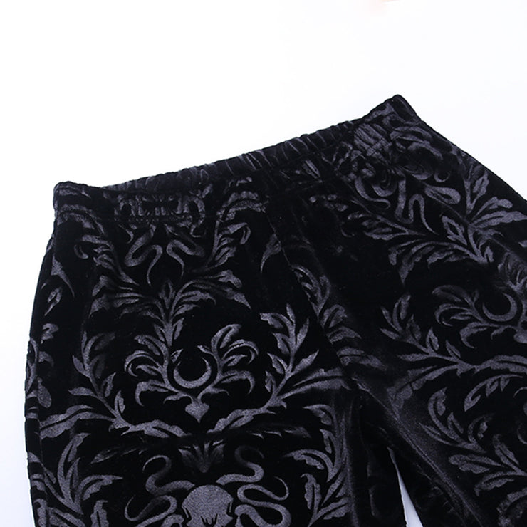 Women's Dark Style Suede Embossed Casual Pants