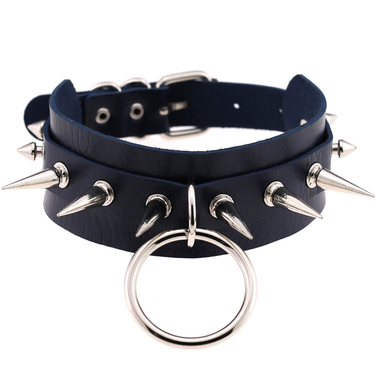 Women's Punk Faux Leather Metal Rivets Chokers