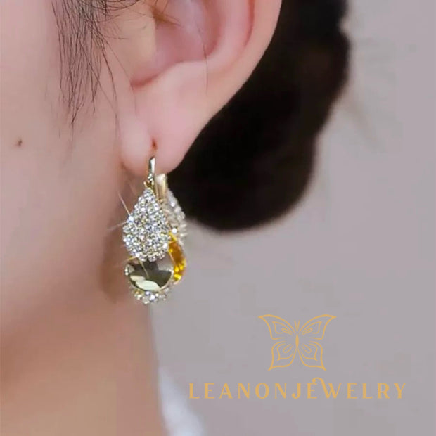 Full Diamond Drop Hoop Earrings