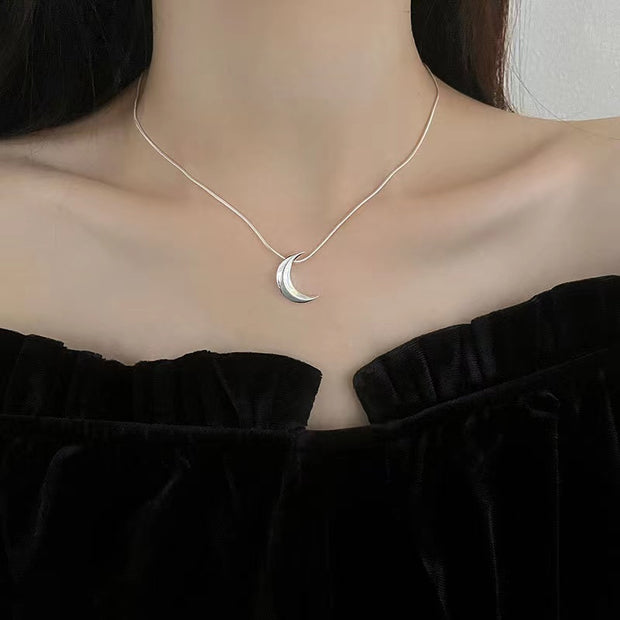 Sterling silver Moon Snake Bone Necklace