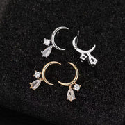 Sterling Silver Small curved moon earrings