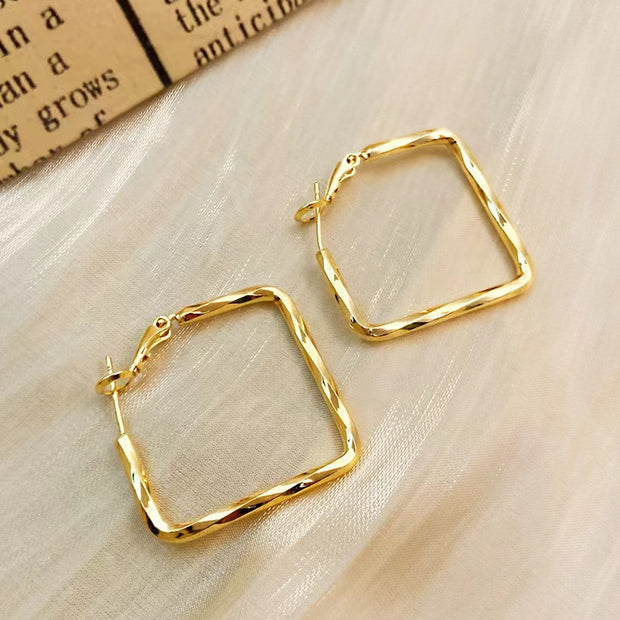 Square Geometric Metal Earrings