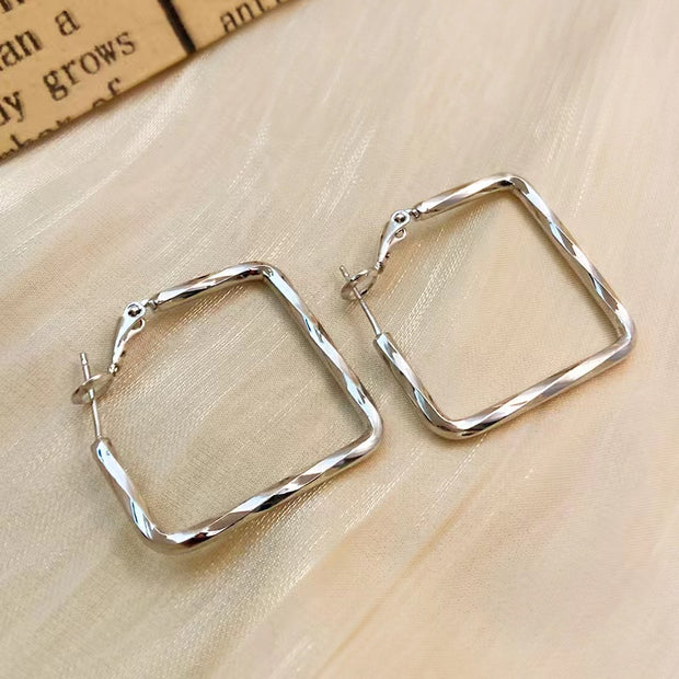 Square Geometric Metal Earrings