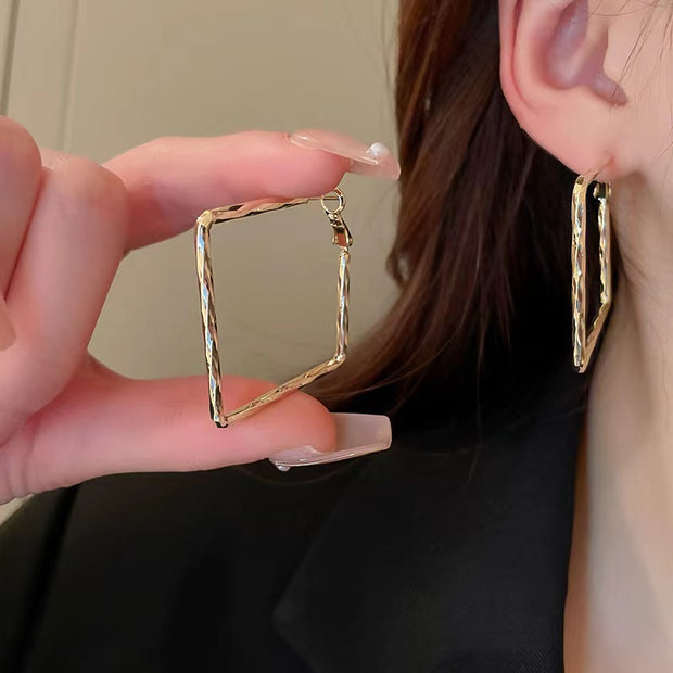 Square Geometric Metal Earrings