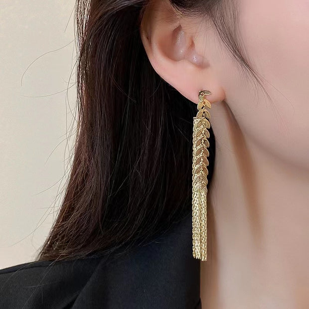 Leaf Tassel Earrings