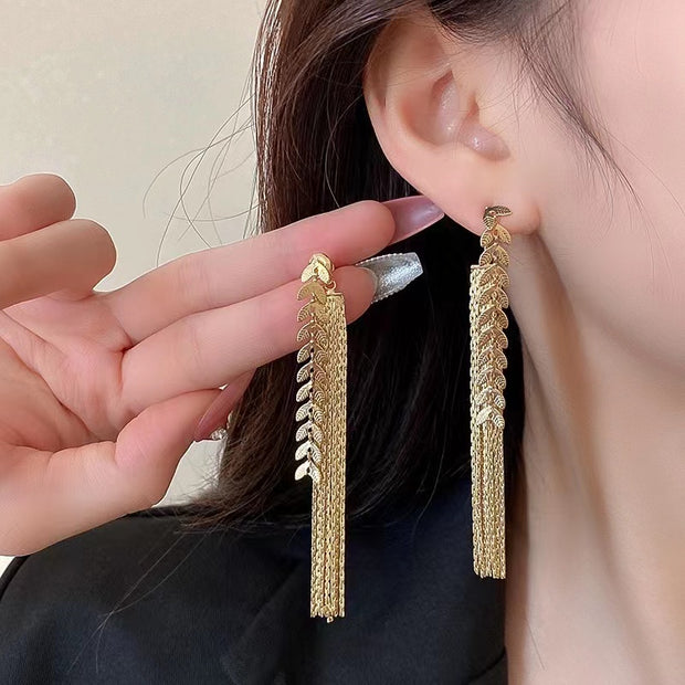 Leaf Tassel Earrings