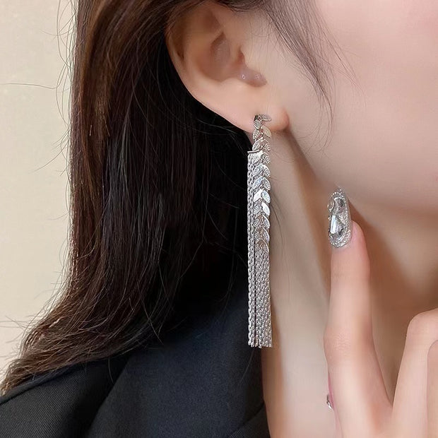 Leaf Tassel Earrings