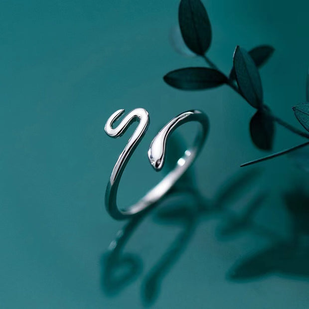 Sterling Silver Winding Snake Adjustable Ring