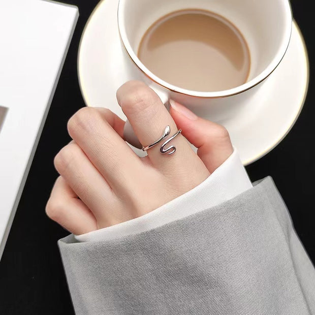 Sterling Silver Winding Snake Adjustable Ring