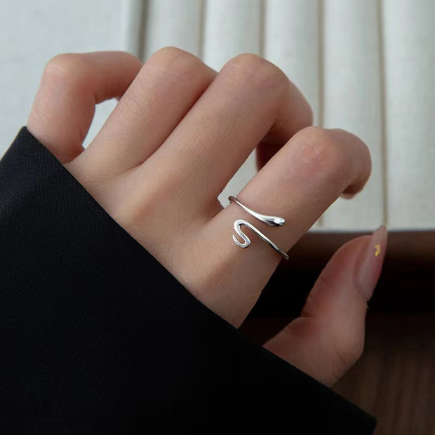 Sterling Silver Winding Snake Adjustable Ring