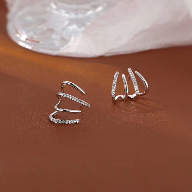 Sterling Silver Zircon-Embedded Claw Earrings