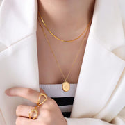 Octomoment Oval Double Layer Necklace