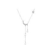 Star Moon Tassel Airy Necklace