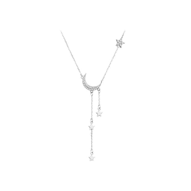 Star Moon Tassel Airy Necklace