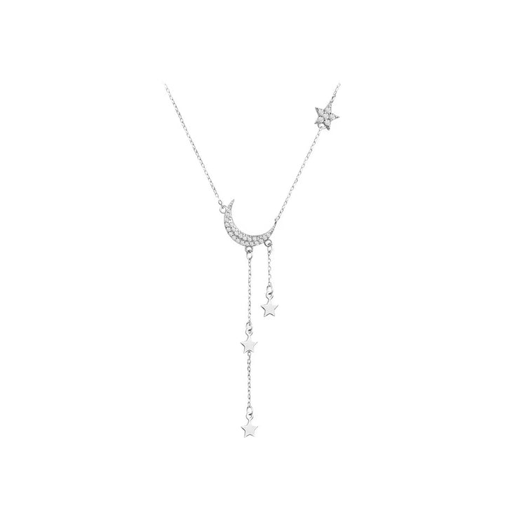 Star Moon Tassel Airy Necklace