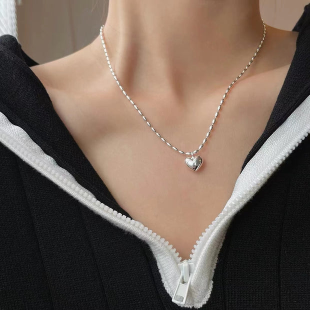 Sterling Silver Three-dimensional love necklace