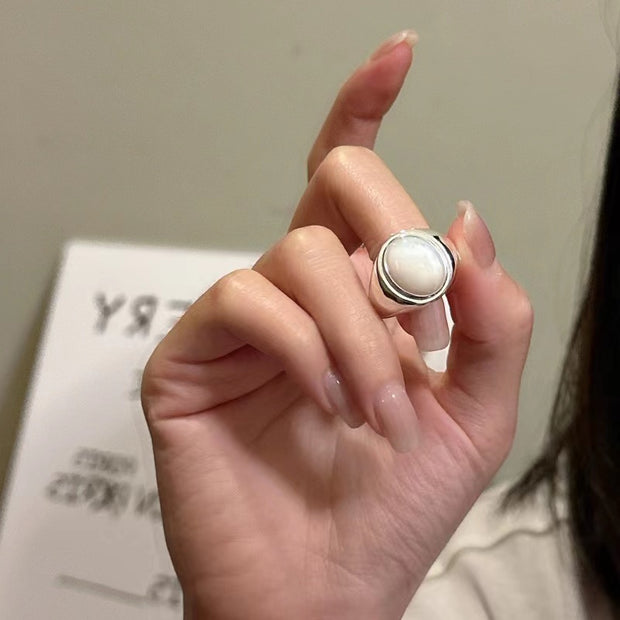 White Mother-Of-Pearl Ring In Sterling Silver