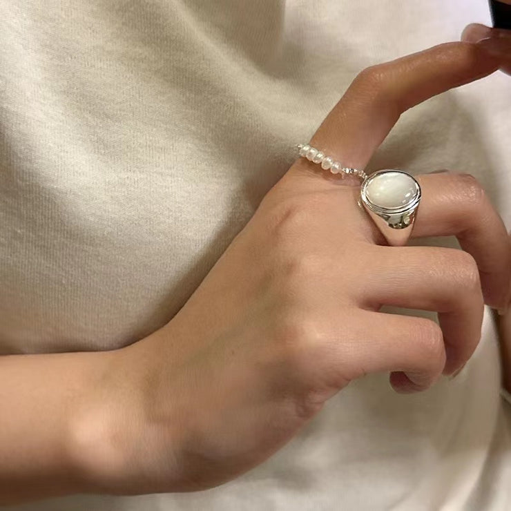 White Mother-Of-Pearl Ring In Sterling Silver