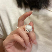 White Mother-Of-Pearl Ring In Sterling Silver