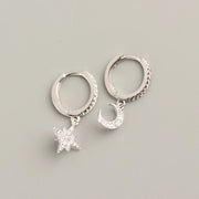 Sterling silver star and moon earrings