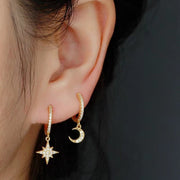 Sterling silver star and moon earrings