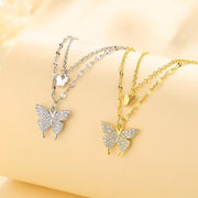 Double layer butterfly necklace
