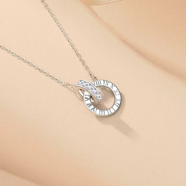 Roman Numerals Double Circle Necklace