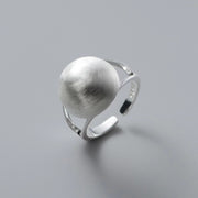 Sterling Silver Brushed Round Hemisphere Ring