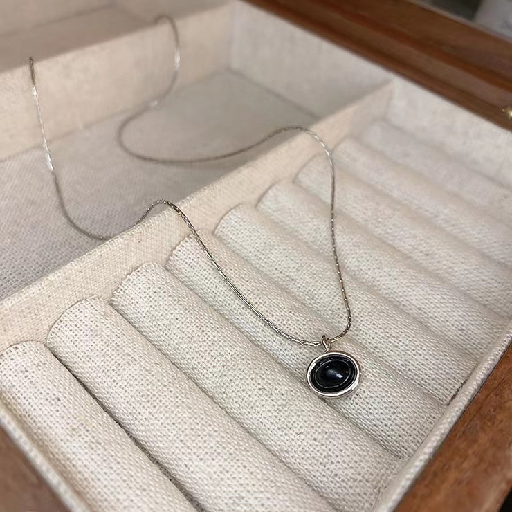 Oval Black Onyx Necklace