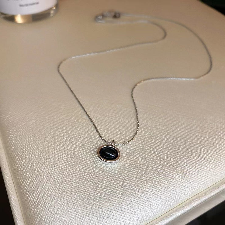 Oval Black Onyx Necklace