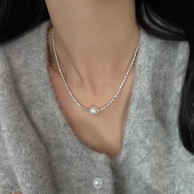 Crushed Silver Pearl Necklace