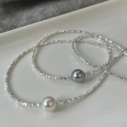 Crushed Silver Pearl Necklace