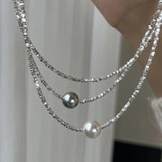 Crushed Silver Pearl Necklace