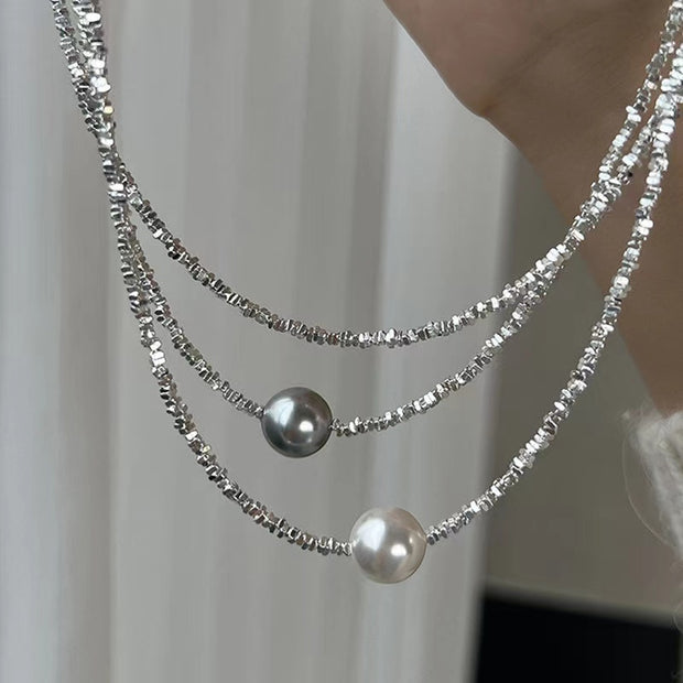 Crushed Silver Pearl Necklace