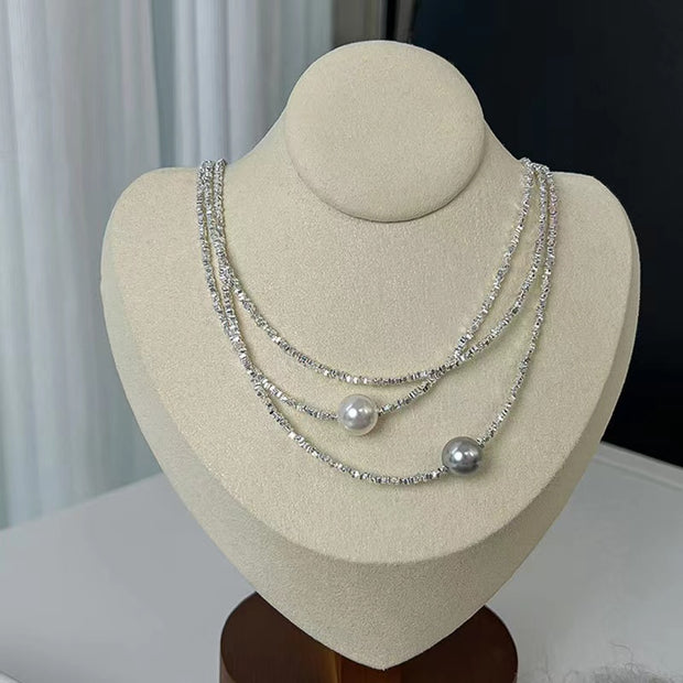 Crushed Silver Pearl Necklace