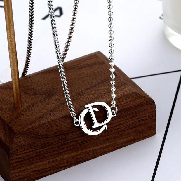 Sterling Silver CD Letter Necklace