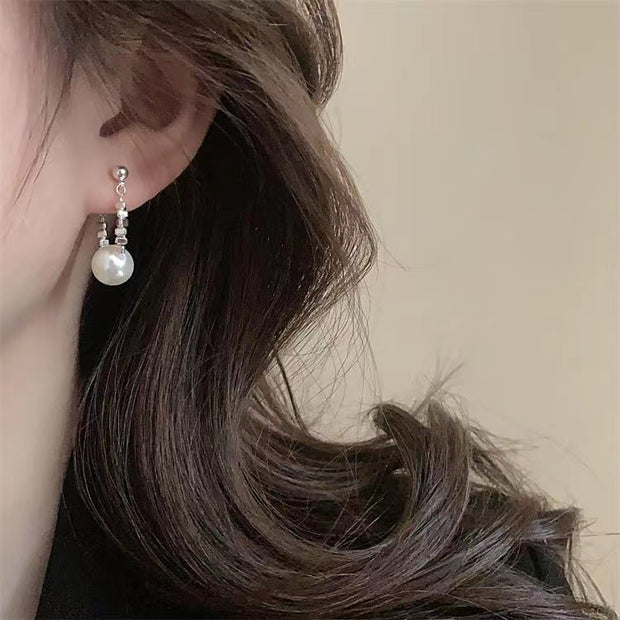 Crushed Silver Pearl Earrings