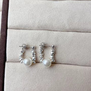 Crushed Silver Pearl Earrings