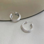 Multi-layer silver wire stud earrings