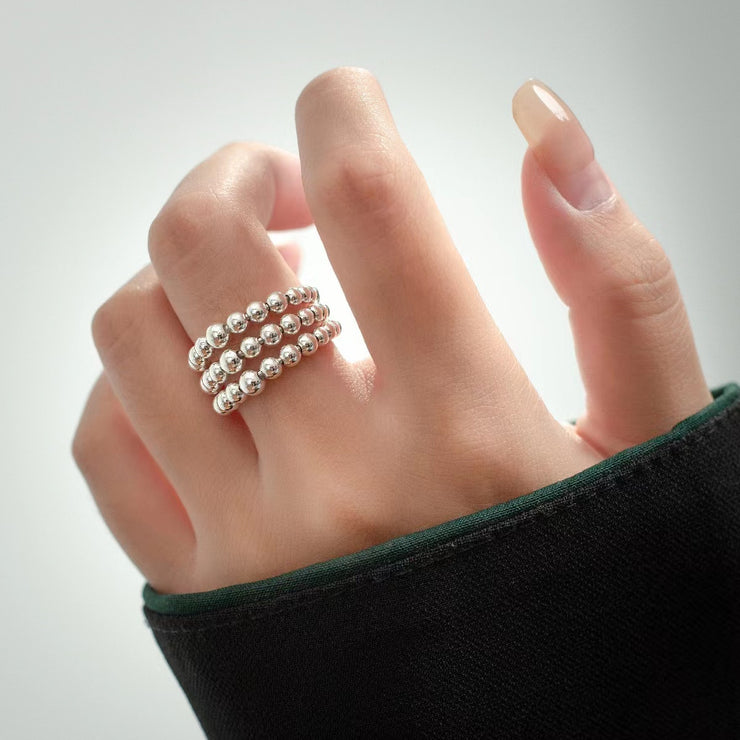 Sterling Silver Triple Round Pearl Ring