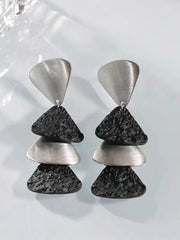 Scalloped Black and White Colorblock Earrings