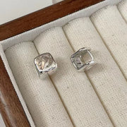 Sterling Silver Pleated Square Ear Clips