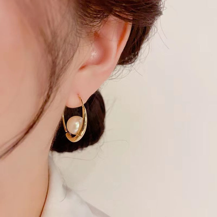 Pearl Large Earring Hoop Earrings