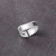 sterling silver Wave Glossy Beaded Edge Ring