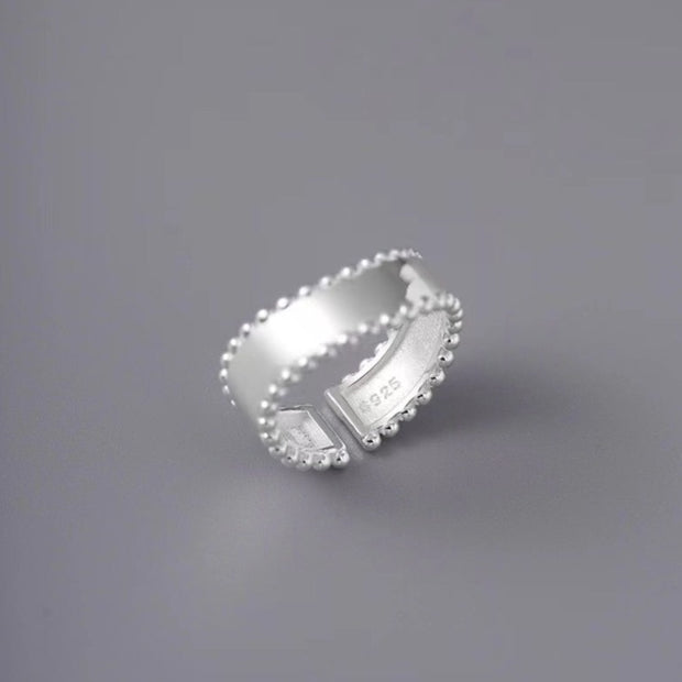 sterling silver Wave Glossy Beaded Edge Ring