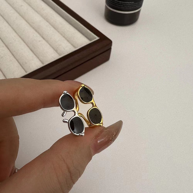 Sterling silver Creative Sunglasses Adjustable Ring