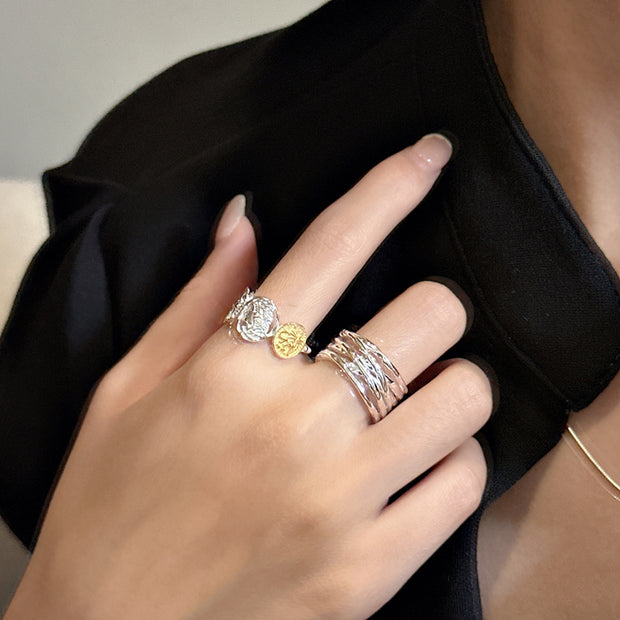 Sterling Silver Gold and Silver Colorblocking Ring