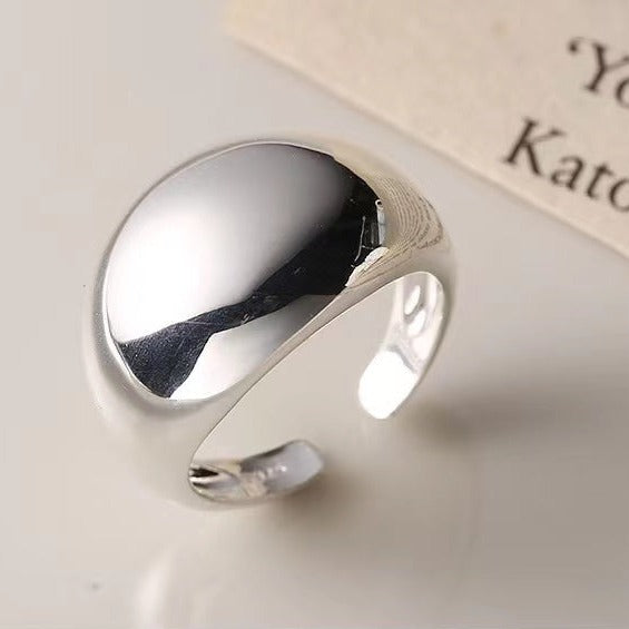 Sterling Silver Glossy Oval Ring