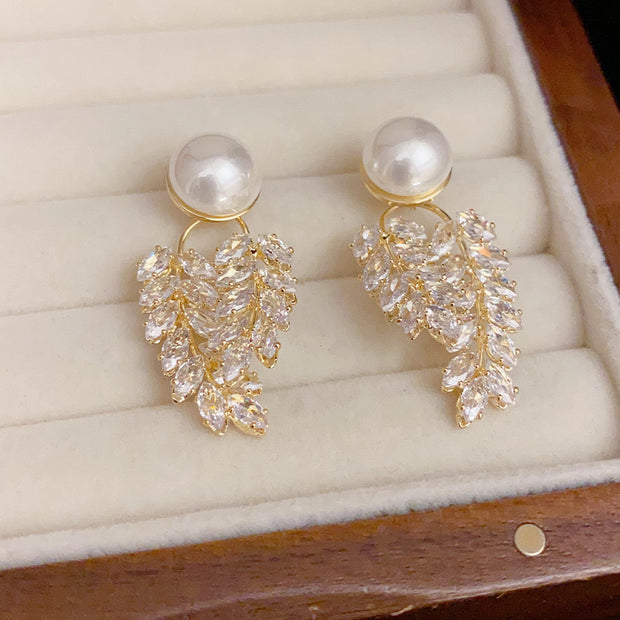 Pearl Leaf Earrings